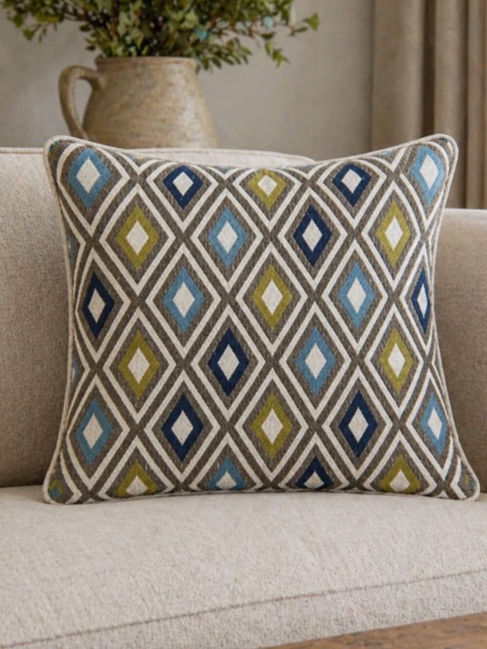 Clarke & Clarke “Cherokee” Indigo Pillow Cover 22 x 22 inch